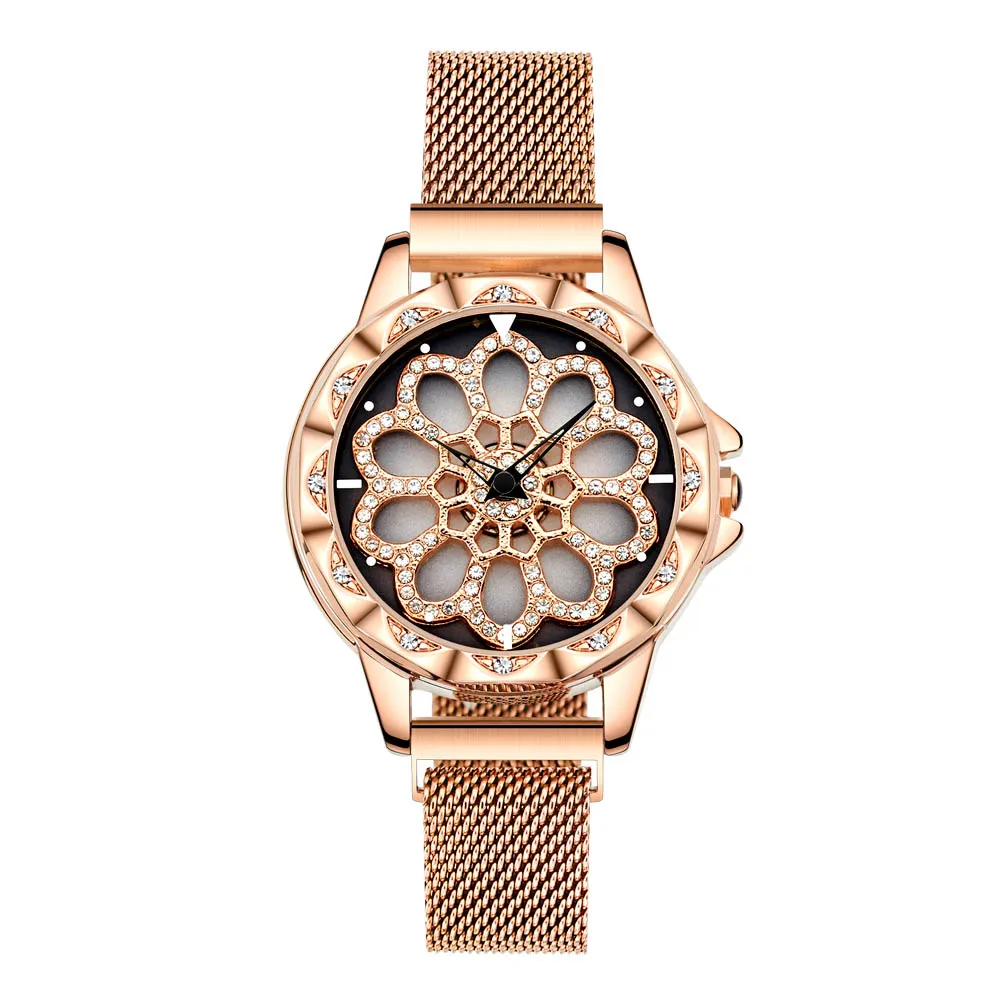 Rose gold Модные трендовые Женские Подарочные часы при беге Циферблат из нержавеющей стали Милана часы с магнитной пряжкой легко носить L1048 часы - Цвет: Rose gold