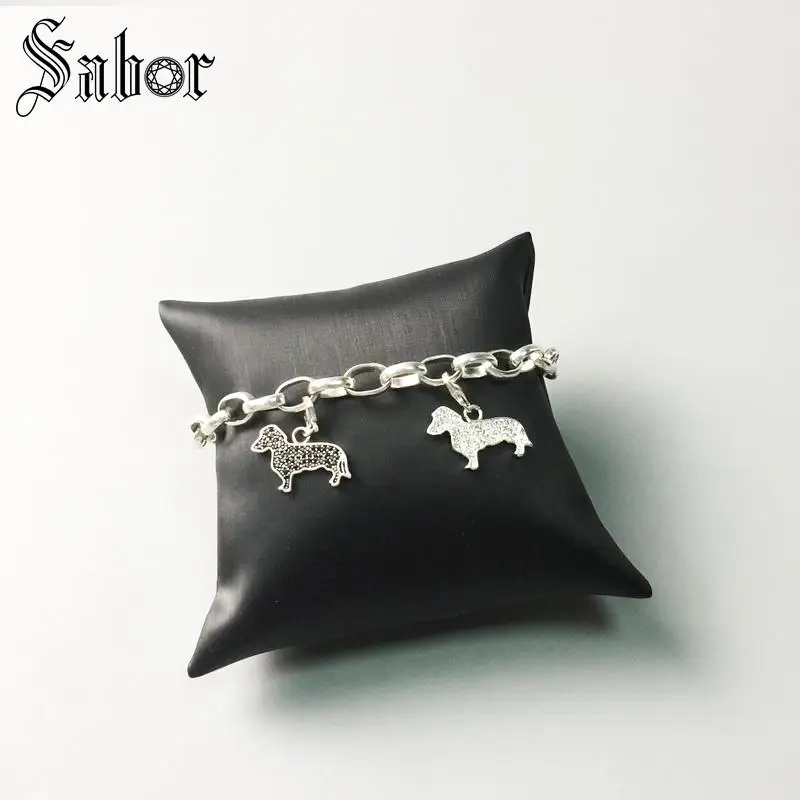 Шарм такса Томаса щенка собаки милый подарок посеребренный браслет подарки