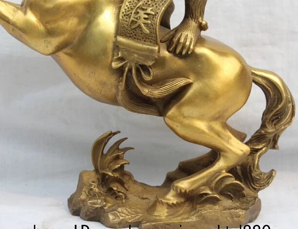 JP S61 Китай Украсить Дом Фэншуй Латунь Сунь Укун Король Обезьян На Лошади Статуя Г |