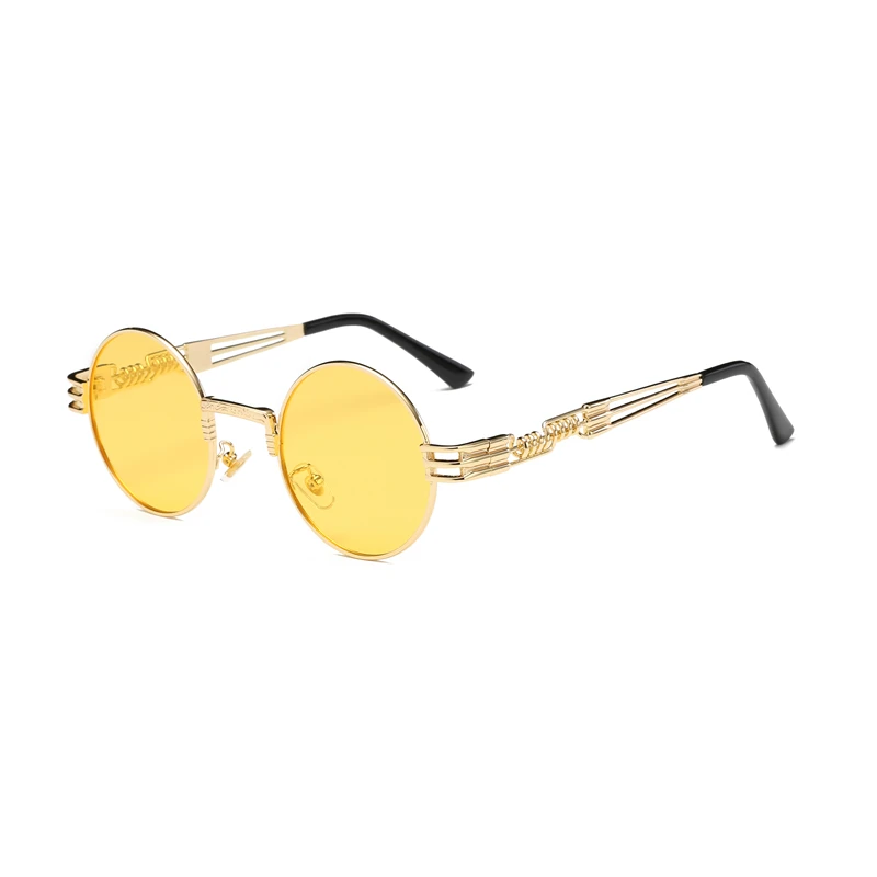 GD2680-5 Psacss Round Punk Polarized Sunglasses Men Women Alloy Glasses Frame Vintage Brand Designer Sun Glasses For Driving Party UV400 - Lenses Color: GD2680-5