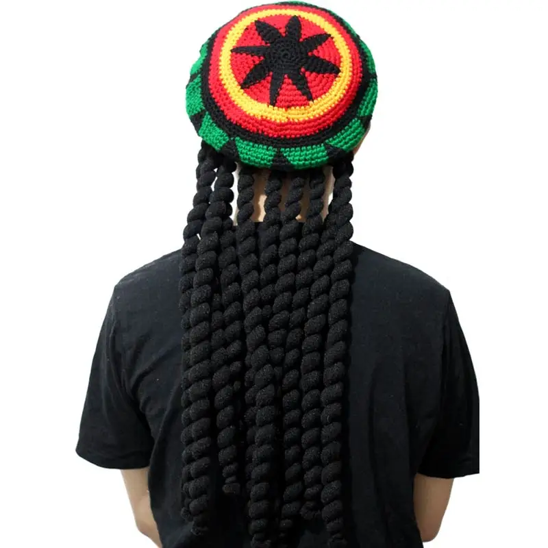 Шапка с дредами Jamaica Rasta Gorro, громоздкая шапка, зимняя теплая вязаная разноцветная полосатая шапка в стиле хип-хоп