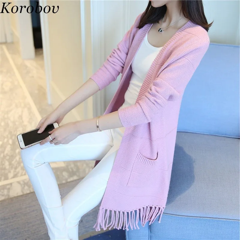 Коробова длинные женские кардиган с длинными рукавами и карманами Chaqueta Mujer 2018