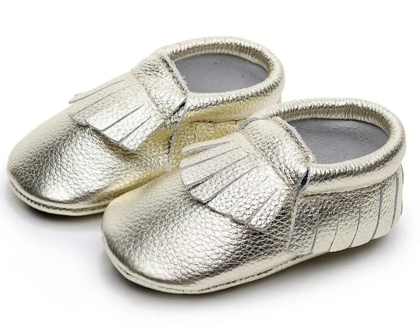 Модная обувь с бахромой из натуральной кожи Нескользящая для новорожденного