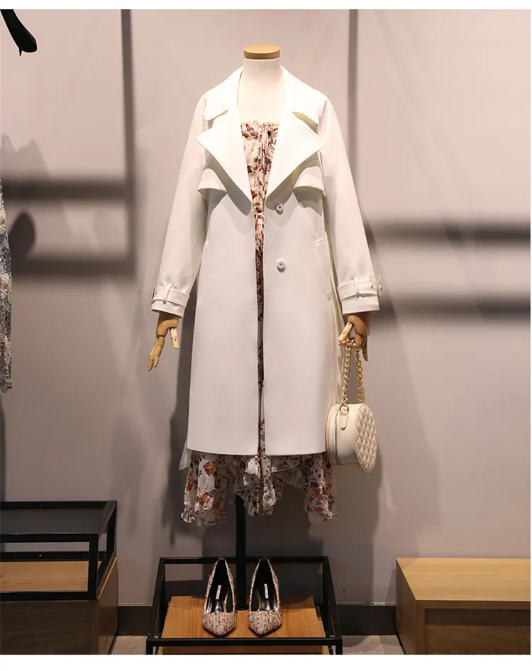 Spring Long Trench coat women Fashion High-end custom Single Breasted Belt Classic Trench Elegant Ladies Business Outerwear