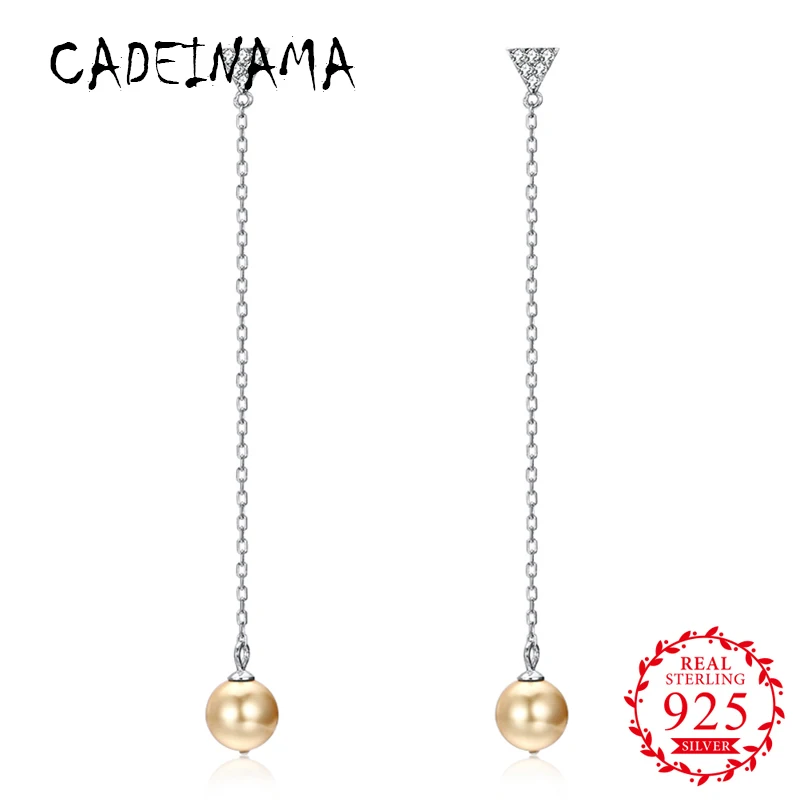 Женские длинные серьги CADEINAMA висячие из серебра 925 пробы с золотым круглым