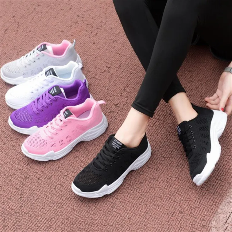 Дышащие кроссовки модная женская обувь Женская Белая повседневная Zapatos De Mujer Tenis