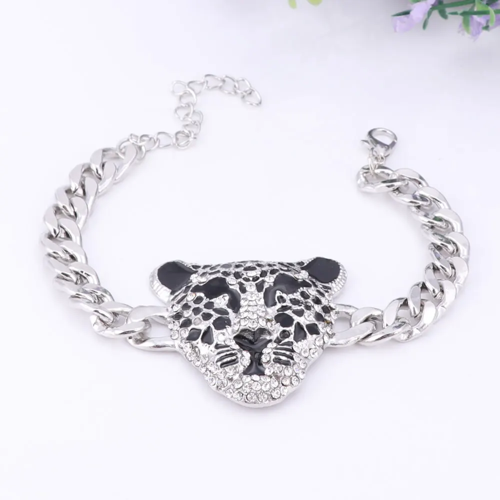 Стильный Леопардовый браслет серьги кольцо ожерелье набор для женщин модный