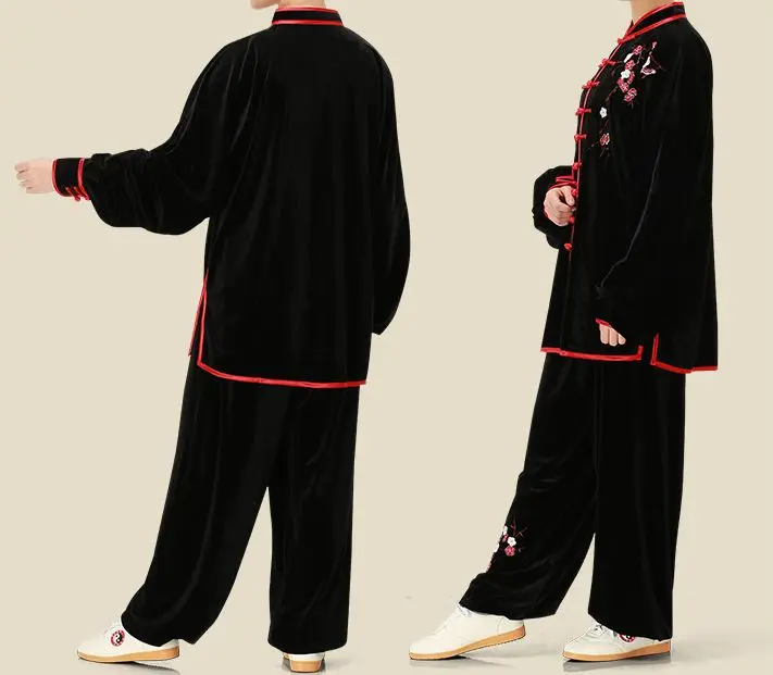 Женская зимняя и осенняя одежда с вышивкой tai chi утепленные костюмы кунг фу боевые
