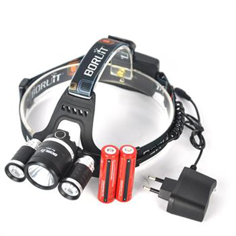 BORUIT 6000LM 3X XML T6 светодиодный налобный фонарь 4 режима + зарядное устройство