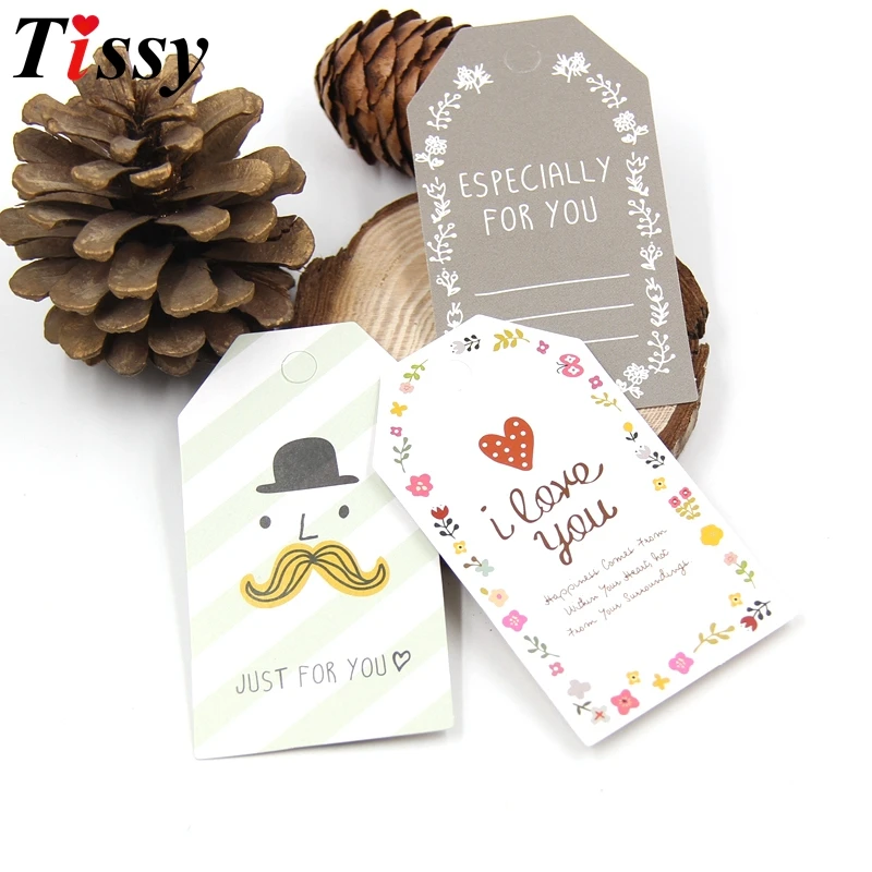 Бумажные бирки на веревочке 2 размера 50 шт./лот ярлыки для рукоделия сделай сам