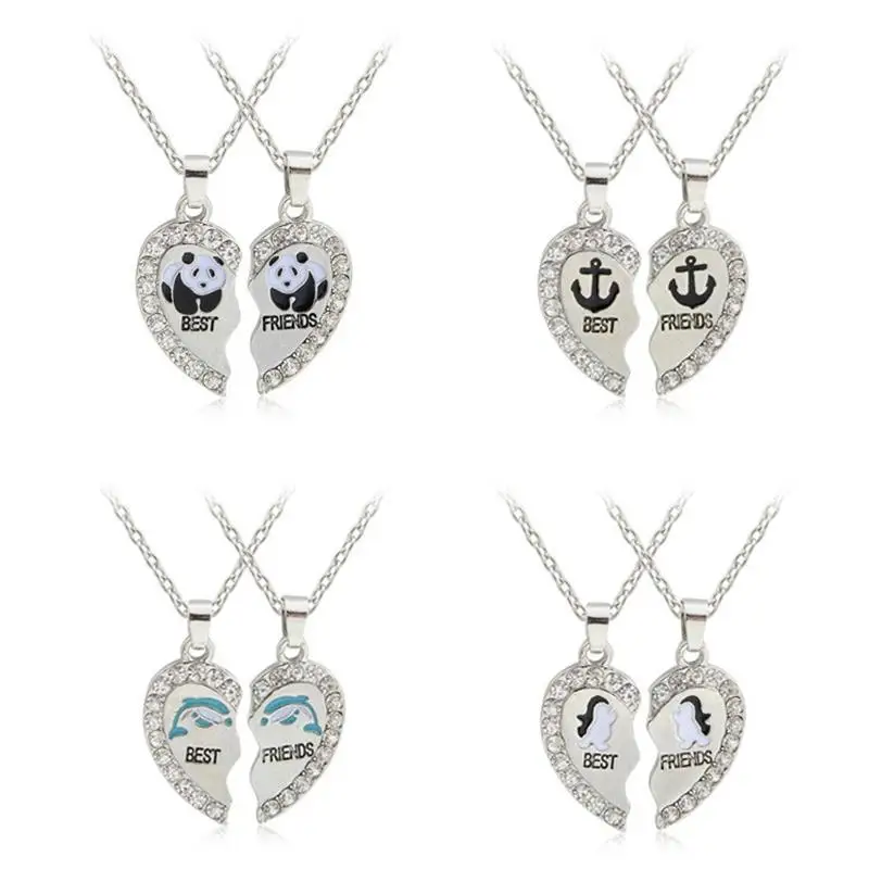 

The New Model Panda Dolphin Penguin Anchor best friend Pendant Necklace Wholesale