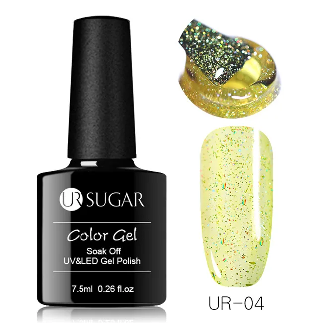 Ur Sugar 7,5 мл голографический Желейный Гель-лак для ногтей Блестящий Гель-лак фиолетовый розовый замачивающийся УФ-Гель-лак сделай сам - Цвет: 4