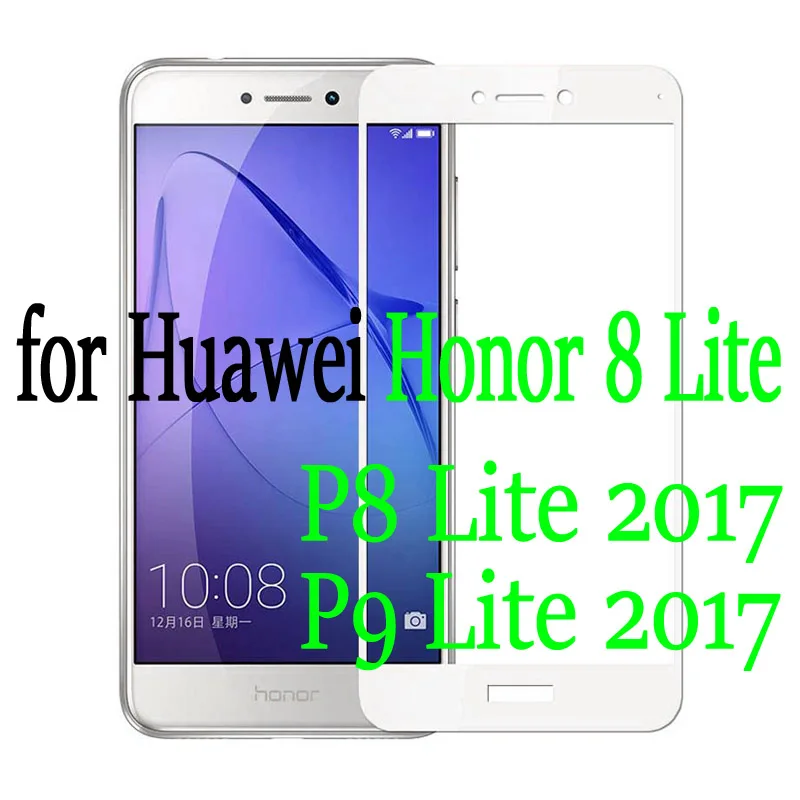 White Thouport, закаленное стекло для huawei Honor 8 Lite, полная защита экрана, Защитная пленка для huawei P8 Lite, стеклянная цветная рамка - Цвет: White
