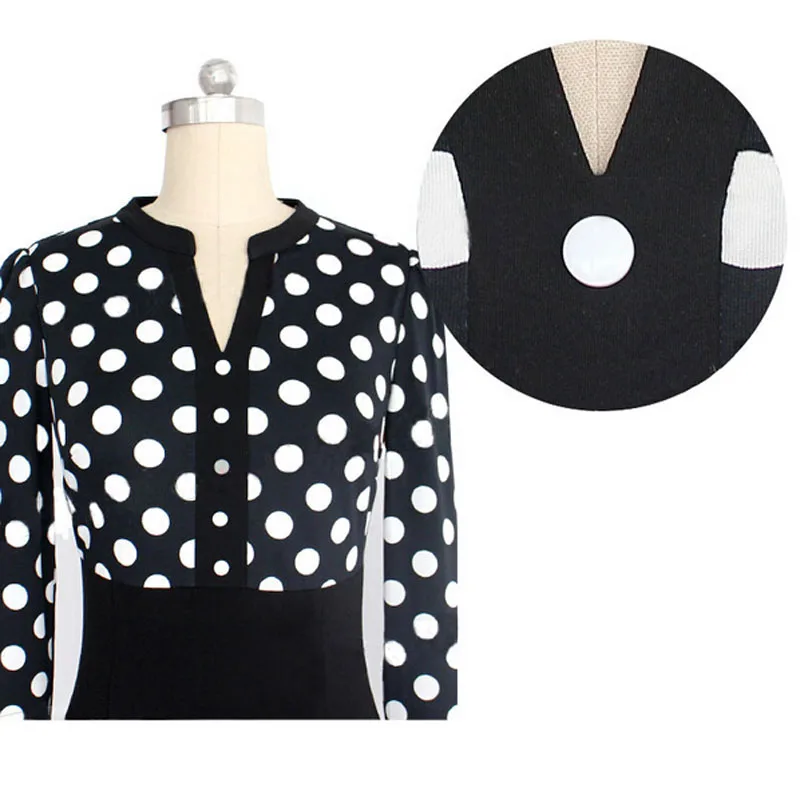 Платье в горошек для женщин работы элегантное из кусков стрейч v-образный вырез