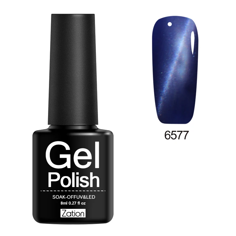 6577 Гель-лак для ногтей "кошачий глаз", 8 мл, блестящий, волшебный, сделай сам, дизайн ногтей, маникюр, Сильный магнитный эффект, замачиваемый, УФ светодиодный, Гель-лак - Цвет: 6577
