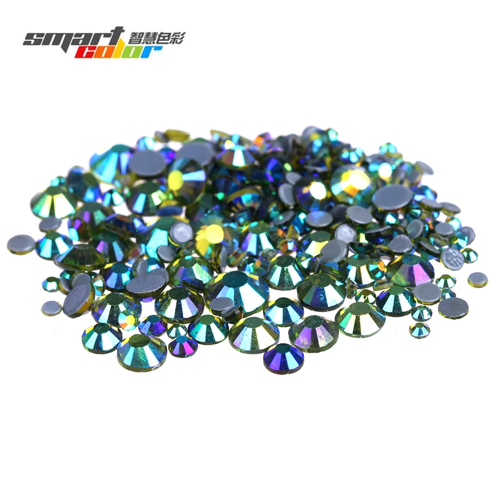 Оливковое масло AB Стразы с прямой основой Flatback Круглый Стекло на диамантах