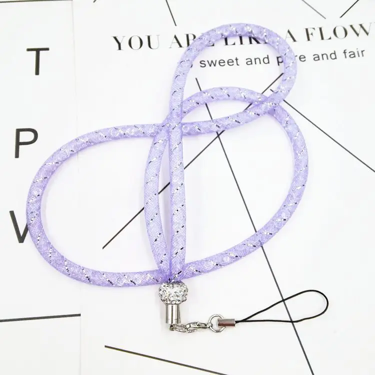 light purple Для девочек ключ наручные шнурки ID Badge Держатели мобильный телефон шейные платки цепи - Цвет: light purple