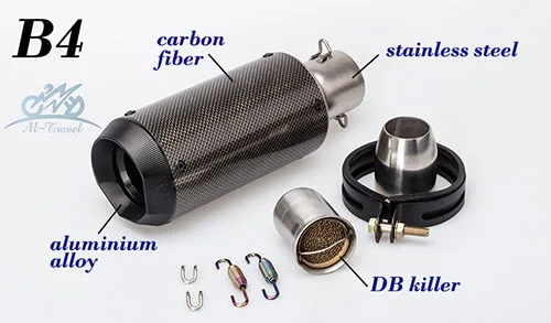 B4 Универсальный мотоциклетный глушитель выхлопной трубы CBR1000rr мотоцикл глушитель escape Z900 Z1000 gsxr750 mt09 мотоцикл выхлоп - Цвет: B4