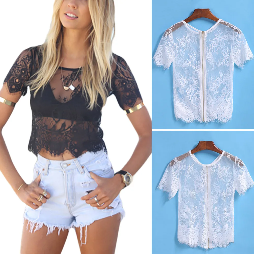 Новинка 2018 Женская кружевная блузка с цветочным узором черный топ сексуальные