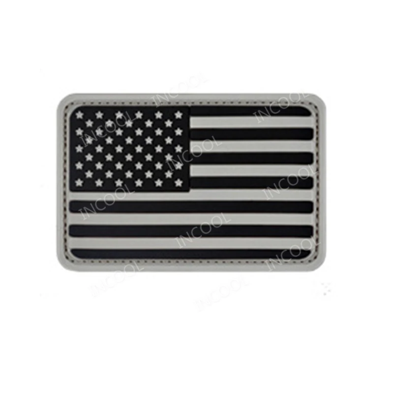 US Flag Black White Великобритания Франция Германия Италия США Россия Чешский Канада США Испания ПВХ флаг военный боевой патч тактические резиновые флаги значки - Цвет: US Flag Black White