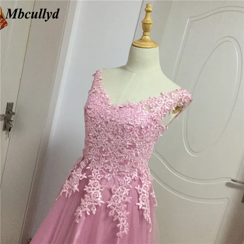 Mbcullyd длинное платье в пол свадебные платья для гостей 2018 кружевное темно розовое