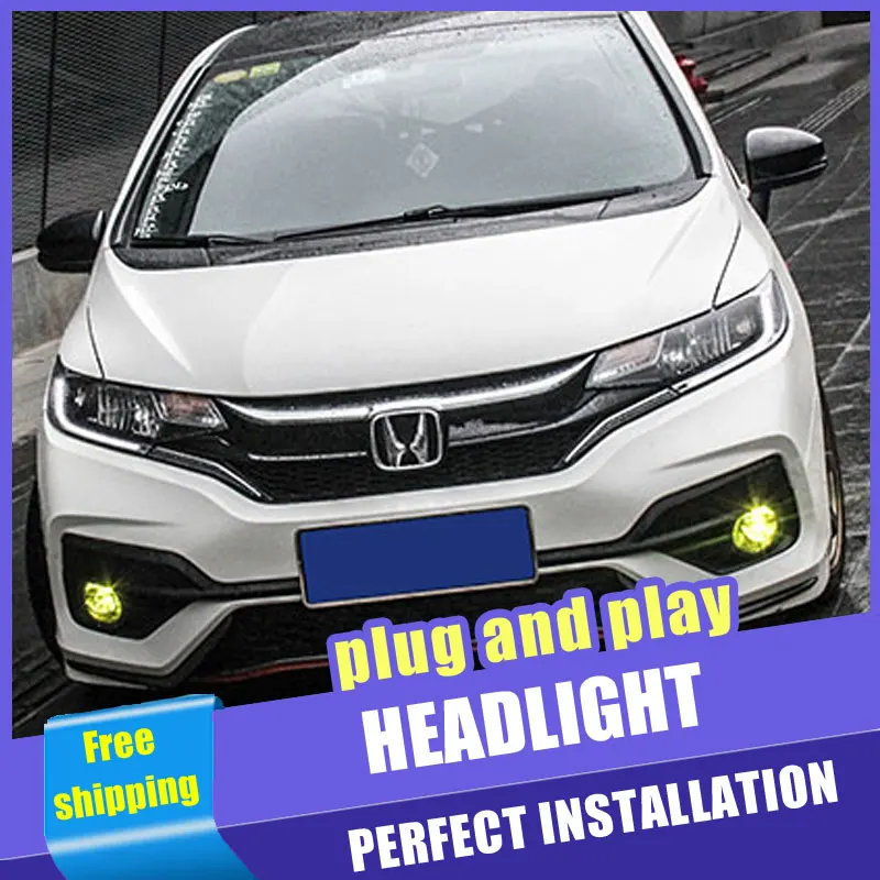 2 шт. автомобиль Стиль все-светодиодный фары для Honda fit 2013-2019 подходит налобный