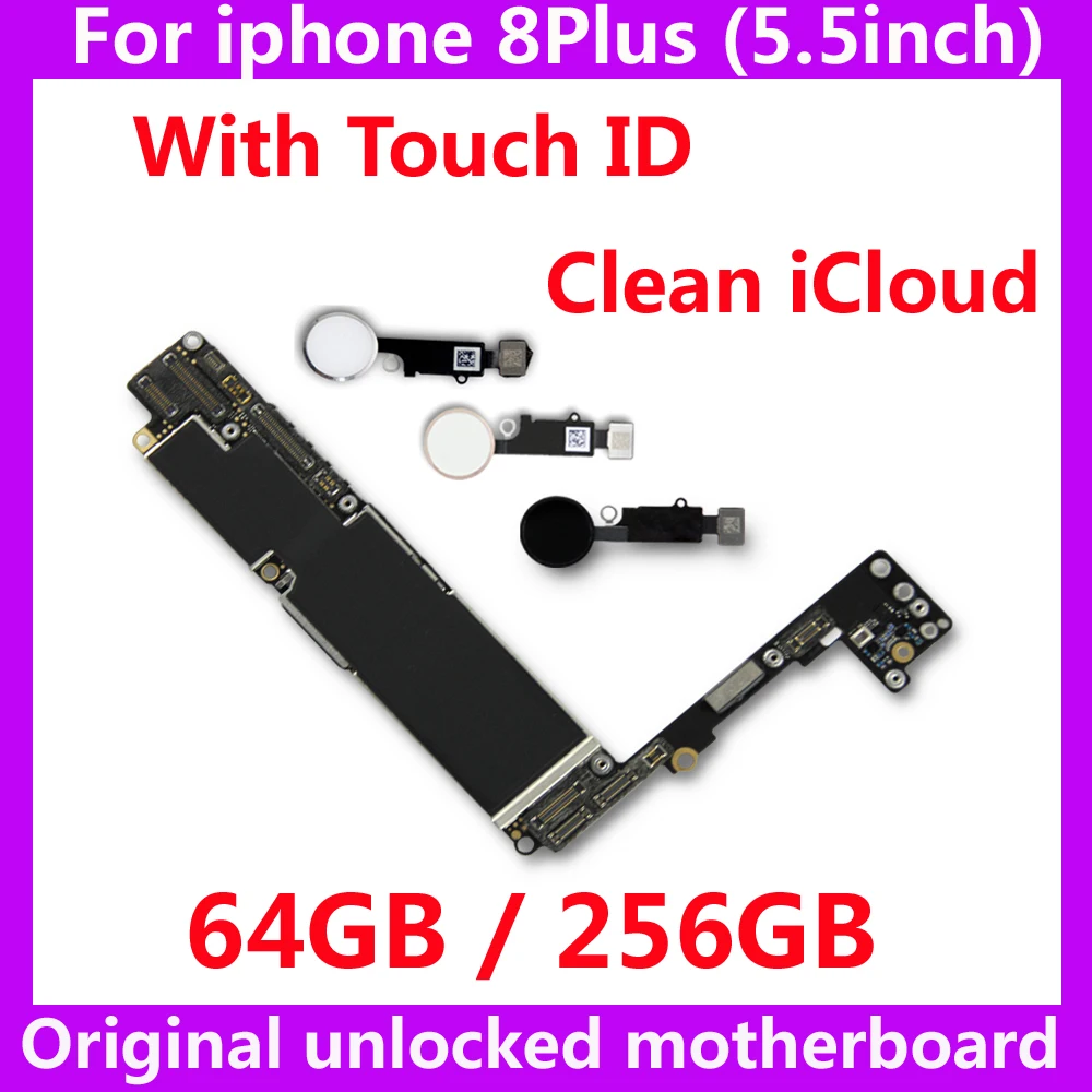 Оригинальная материнская плата с/без touch ID для iphone 8 Plus 64 гб 256 Apple IOS