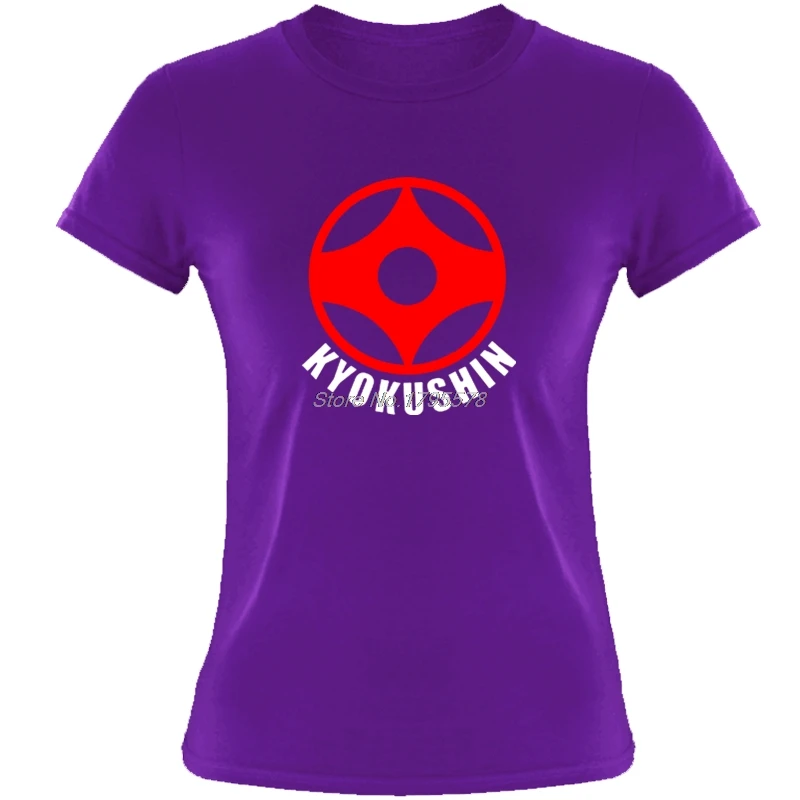 Purple Свободные черные женские футболки, футболки Kyokushin Karate Masutatsu Oyama Karate Japan-Custom Girl, футболки, футболки с принтом, топы - Цвет: Purple