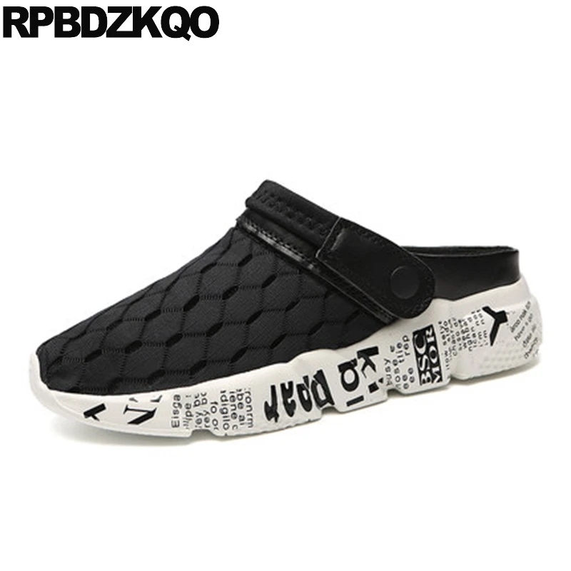 Breathable New Summer Slides Big Size Comfort Cheap Mules 2021 46 Sandals Black Beach Designer Casual Men Mesh Slip On Shoes | Обувь