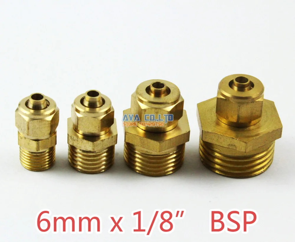 10 шт. 6 мм x 1/8 &quotBSP Латунный прямой мужской пневматический шланг для труб