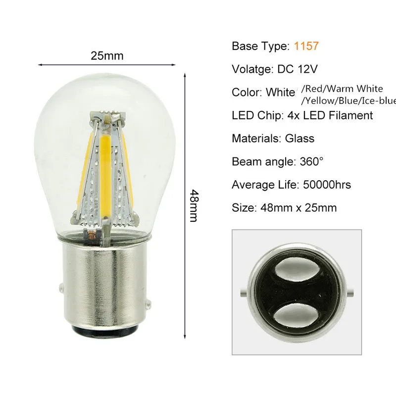 6 шт./Лот Светодиодные Cob Автомобильные фары 1156 BA15S P21W 4 Вт светодиода указатели
