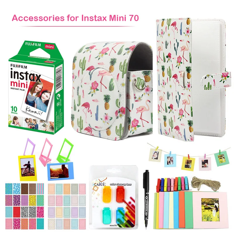 Оригинальная цветная пленка Fujifilm Instax Mini с защитным чехлом из искусственной кожи