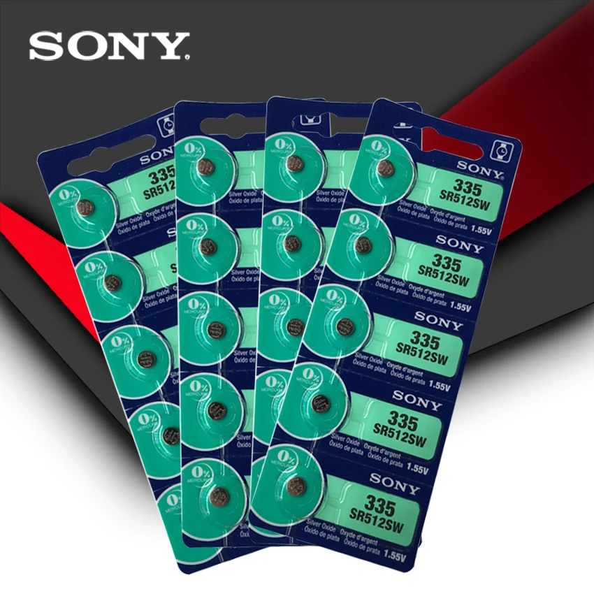 2 шт. sony 335 SR512SW 1,55 в оксид серебра кнопка ячейка монета батарея Сделано в Японии