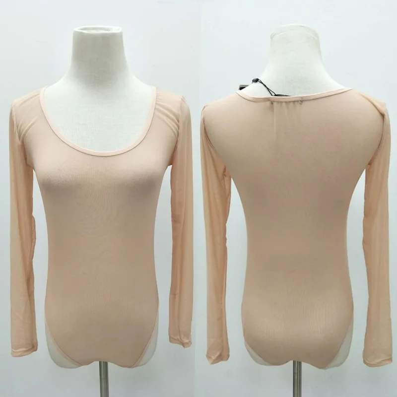 Белый С Длинным Рукавом Sexy Ню Боди Женщины Sheer Прозрачной Сетки Стринги Белье Боди Топ Комбинезон Комбинезон Женщин В Целом