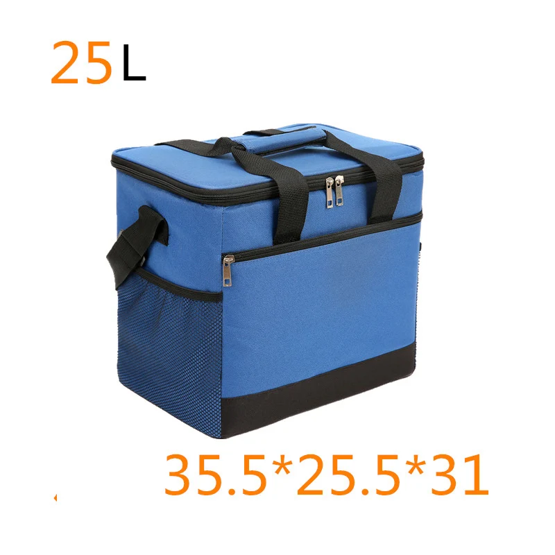 blue 25L bag 20L 25L большая сумка для обеда, Термосумка для пикника, большая сумка-холодильник, пакет для льда, еды, напитков, вина, термос, теплоизоляционная сумка на плечо для транспортного средства - Цвет: blue 25L bag