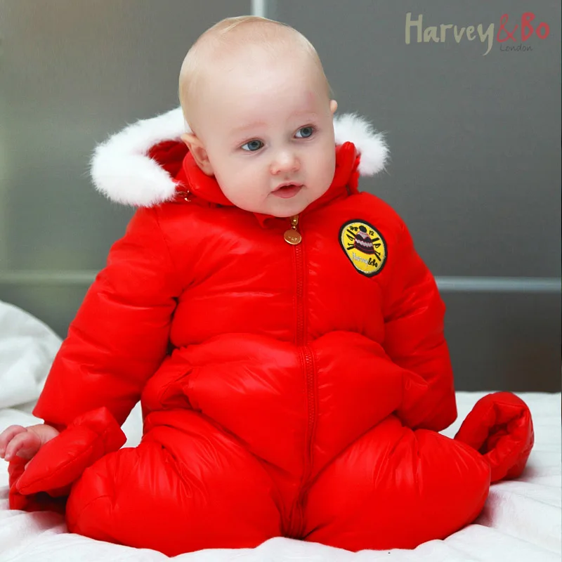 Цельнокроеное пуховое пальто для малышей комбинезоны детский зимний комбинезон