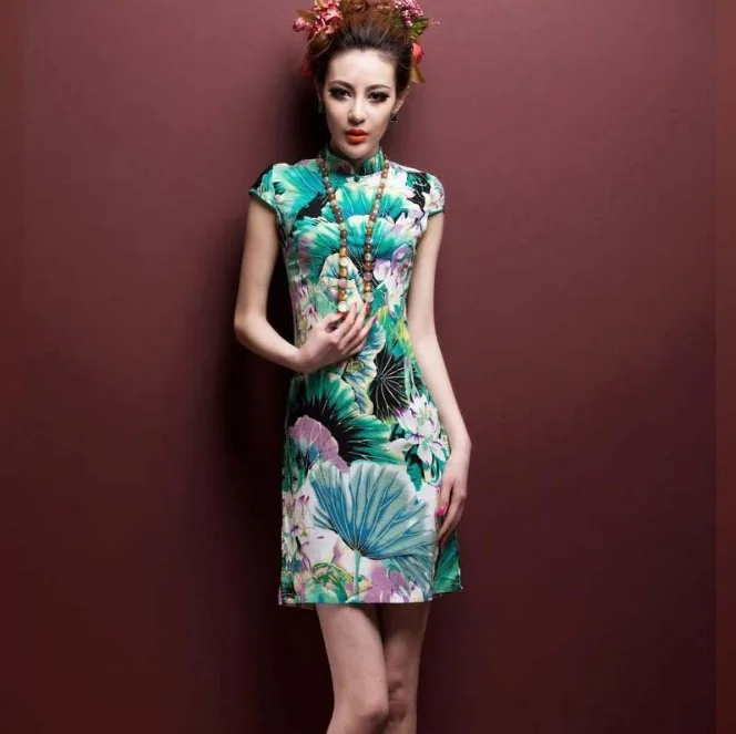 Прозрачный Китайские платья Ципао Cheongsam из хлопка и льна Mujer Vestidos размера плюс для женщин короткие 3XL 4XL 5XL летние Новое поступление - Цвет: Прозрачный
