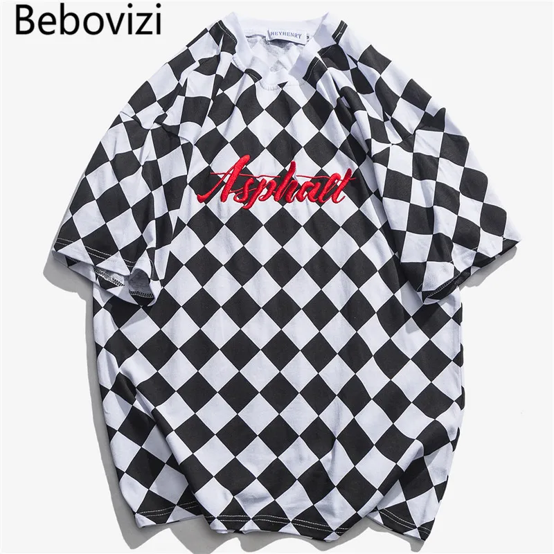Bebovisi 2019 футболка в стиле хип хоп Шахматная Футболка Harajuku уличная хлопковая