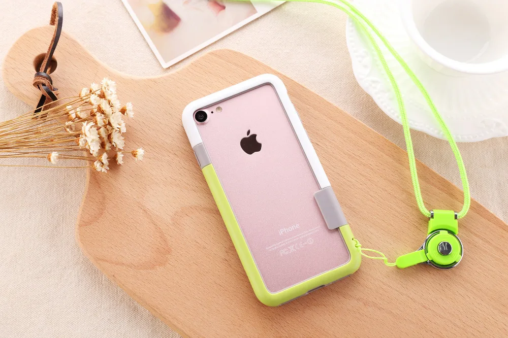 Wolnutt мягкий ТПУ+ пластиковый чехол с ремешком для Apple iPhone 8/8 Plus 7/7 Plus бампер двухцветная рамка в горошек чехол
