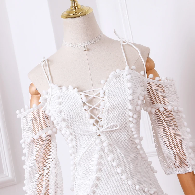 Vestido Banco Открытое сексуальное летнее платье с открытыми плечами 2019 кружевное