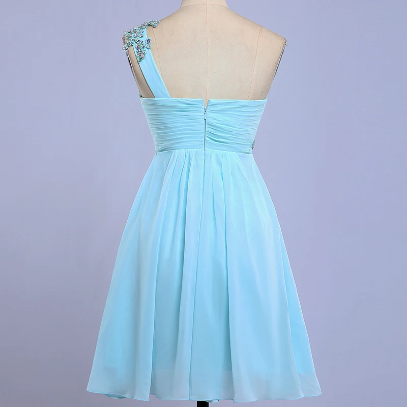 Короткое платье на одно плечо для выпускного вечера милые вечерние платья синего