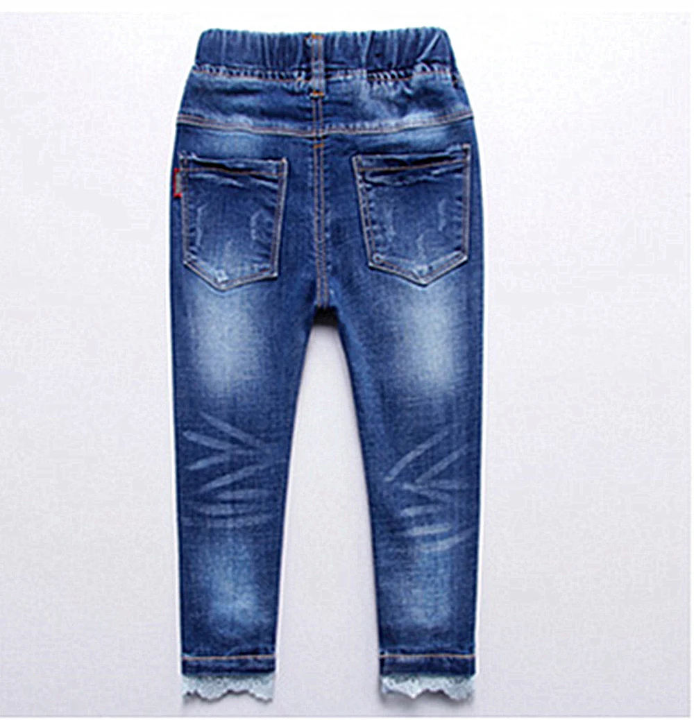Демисезонные джинсы с Жемчужной Лентой повседневные брюки одежда для девочек