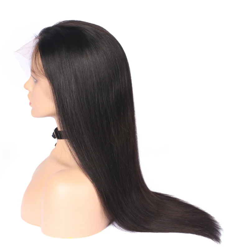 Прямые Glueless 360 волосы на кружеве al парик 13x6 человеческие волосы на кружеве парики бразильские волосы remy Предварительно сорванные для женщин Черный 150
