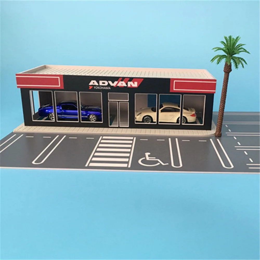 1: 64 шкальная Автостоянка ADVAN выставочный зал с дорожным тротуаром небольшие