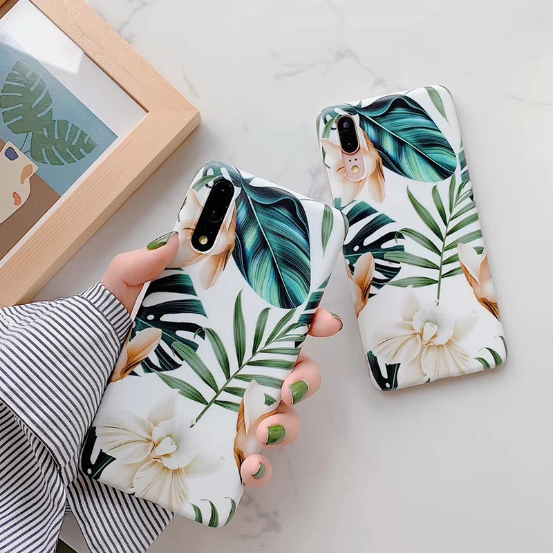 Чехол для телефона s для huawei P20 P30 Pro Lite, матовый чехол с листьями и цветами, чехол из ТПУ для huawei Mate20 Pro Lite Nova 3e 4e, чехлы для задней панели