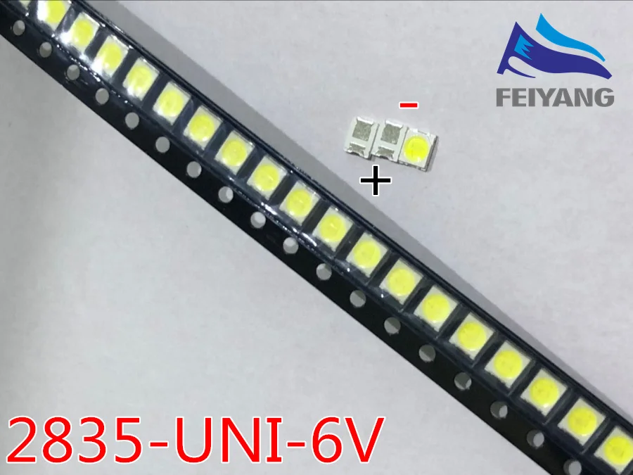 Original UNI LED 2000pcs 3528 2835 1210 Light Beads High Power 1W 6V Cool white For LCD TV Backlight Applicatio | Электронные