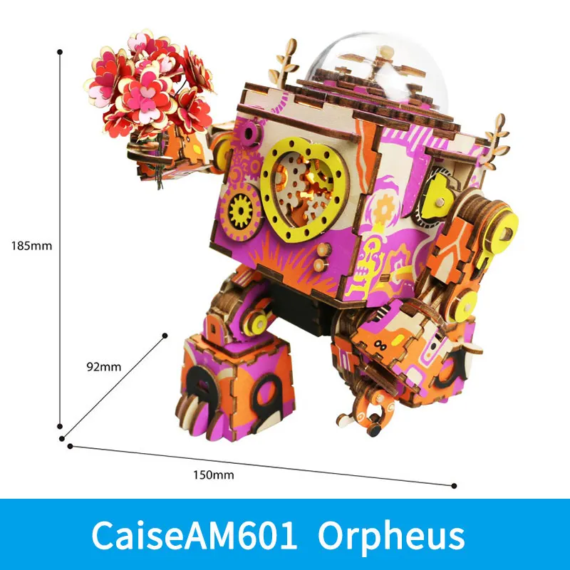 CaiseAM601 ROKR 6 видов DIY стимпанк музыкальная шкатулка 3D деревянная головоломка сборная Модель Строительный набор игрушки для детей подарок на день рождения Прямая поставка - Цвет: CaiseAM601