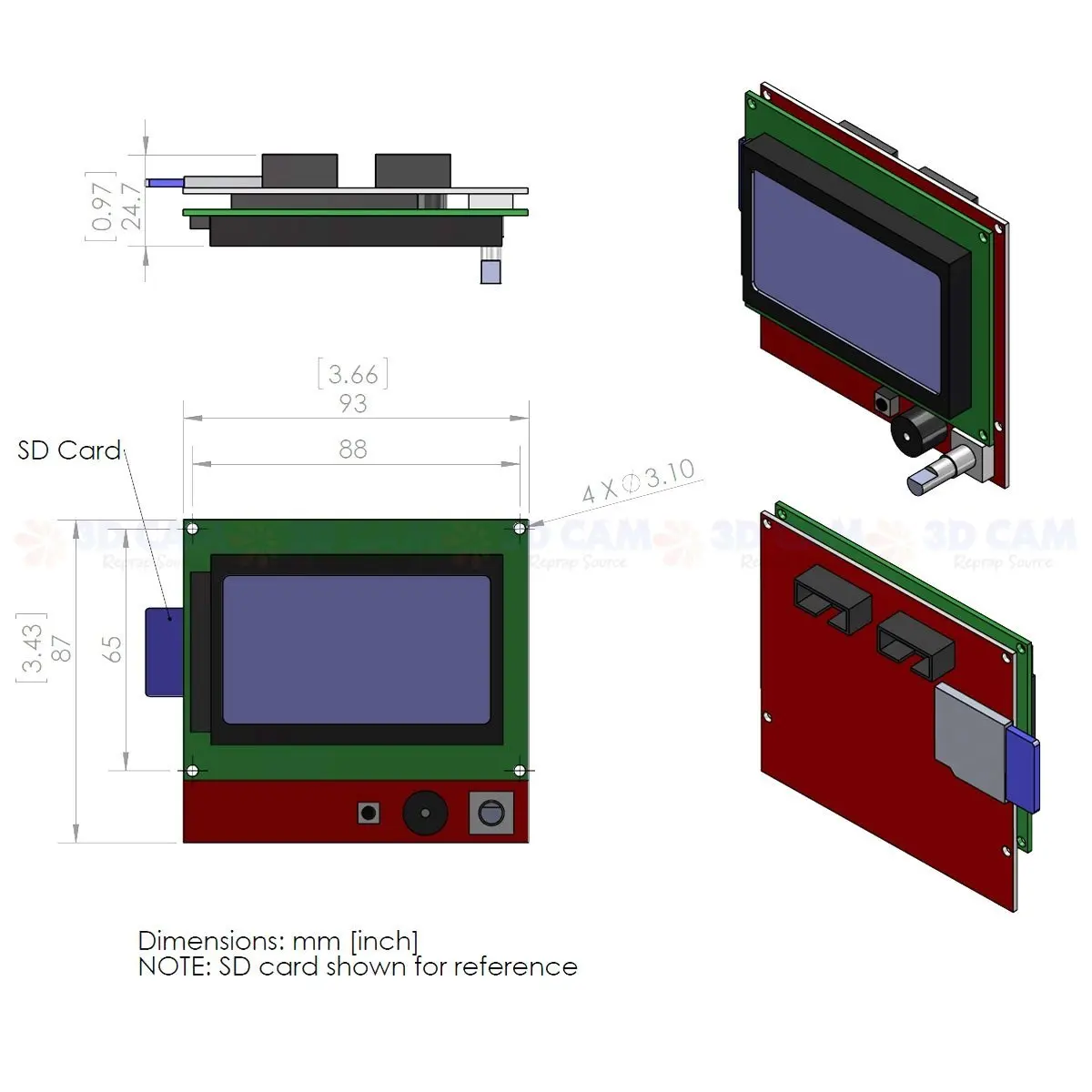 Полный графический смарт-контроллер ЖК-дисплей для RAMPS 1,4 RepRap 3d принтер электроника(12864 Дисплей с SD кард-ридером