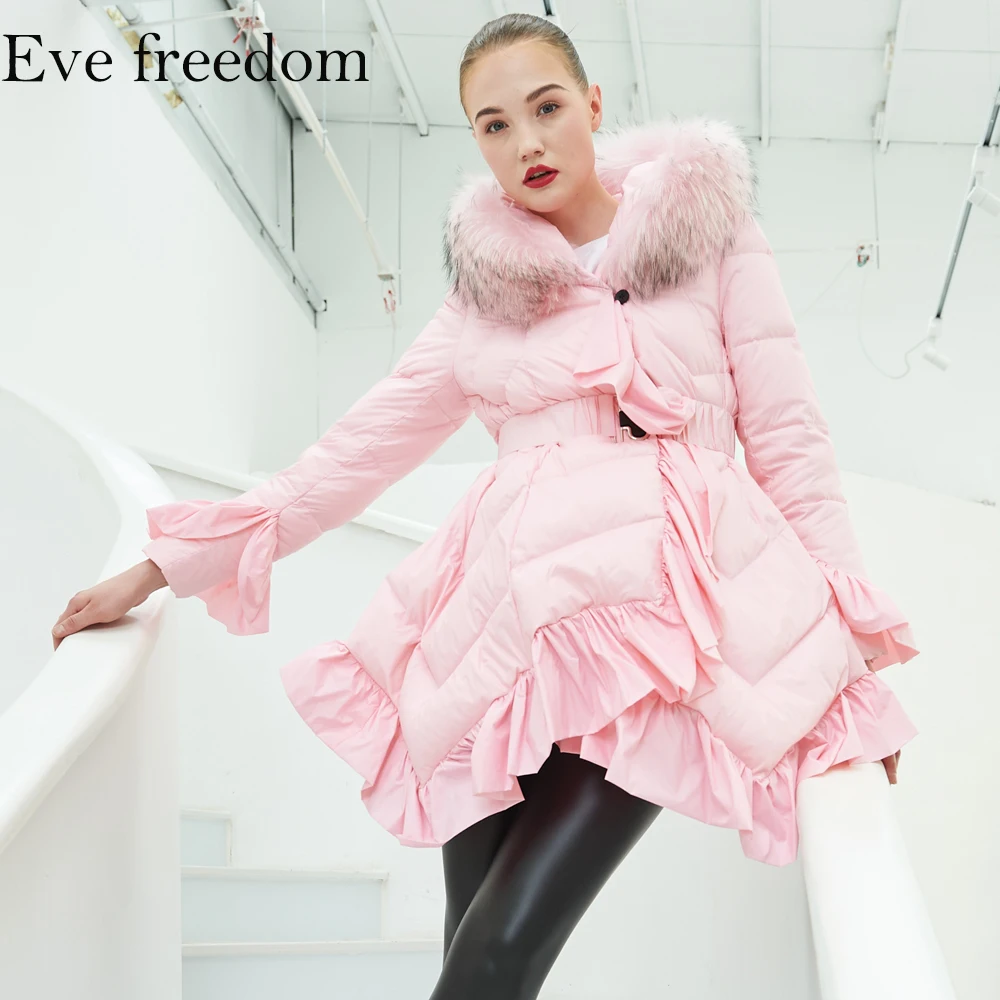 Women's Jacket 2020 Winter Fashion Ruffled Hooded Irregular Design Personality Spire Thickening Plus Size Ladies Down Jacket