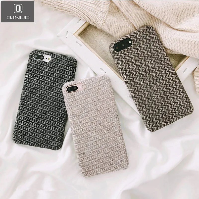 QINUO тканевый зимний чехол для телефона для iphone 8 X XR XS MAX задняя крышка мягкий чехол s для iphone 6S 6 7 8 Plus милый корпус теплый чехол